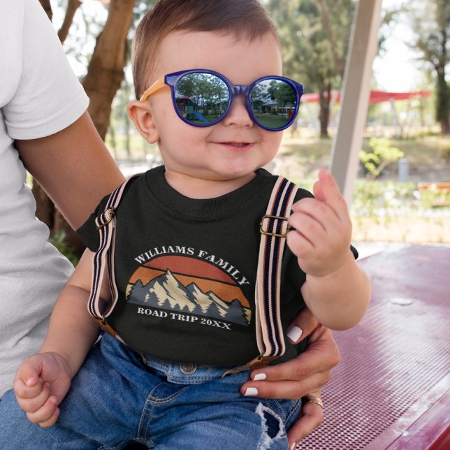 Family Road Trip Vacation Mountains Custom Reunion Baby T-Shirt (Creator Uploaded)