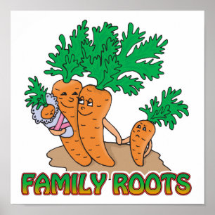 family roots cute carrot family cartoon poster