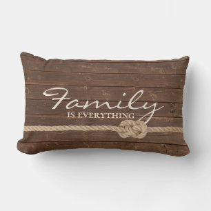 Family Rope Knot On Wood Lumbar Cushion