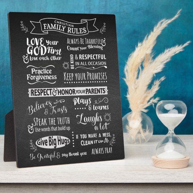 Family Rules - Christian values to live together Plaque (Side)