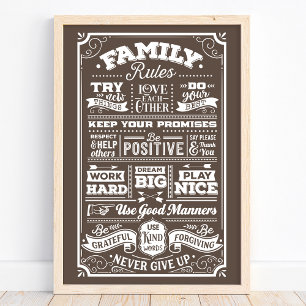 Family Rules Fun House Rules Typography Poster