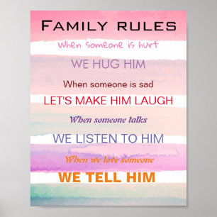 Family rules in colours poster