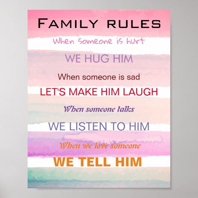 Family rules in colours poster (Front)