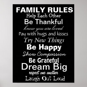 FAMILY RULES, Inspiration for a happy family! Poster