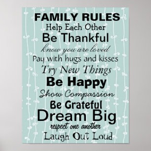 FAMILY RULES, Inspiration for a happy family! Poster