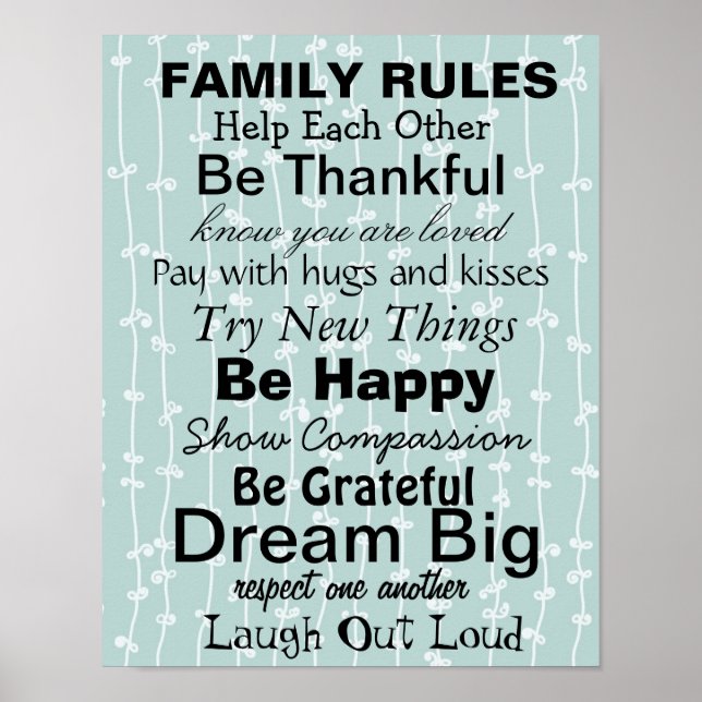 FAMILY RULES, Inspiration for a happy family! Poster (Front)
