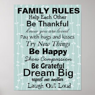 FAMILY RULES, Inspiration for a happy family! Poster