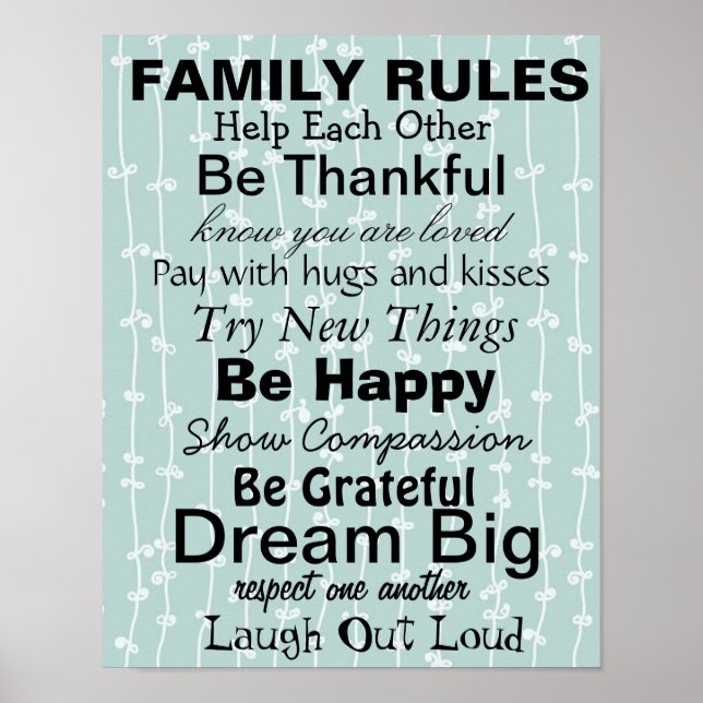 FAMILY RULES, Inspiration for a happy family! Poster (Front)