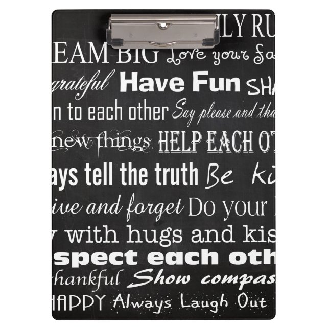 Family Rules Last Name Personalised Cus Clip Board (Front)