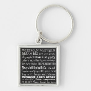 Family Rules Last Name Personalised Cust Key Chain
