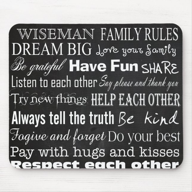 Family Rules Last Name Personalised Cust Mouse Pad (Front)