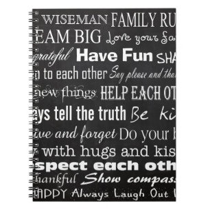 Family Rules Last Name Personalised Cust Note Book