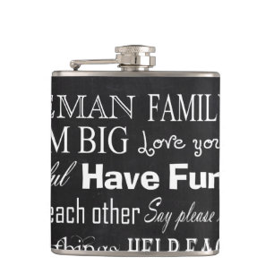 Family Rules Last Name Personalised Whiskey Flask