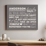 Family Rules Personalised Name Positive Grey Faux Canvas Print<br><div class="desc">Create a warm and welcoming atmosphere in your home with this personalised grey canvas print. Featuring a modern design with heartwarming family rules and space to add your family name in white text, this wall art is a beautiful way to celebrate your unique bond. A perfect addition to your living...</div>