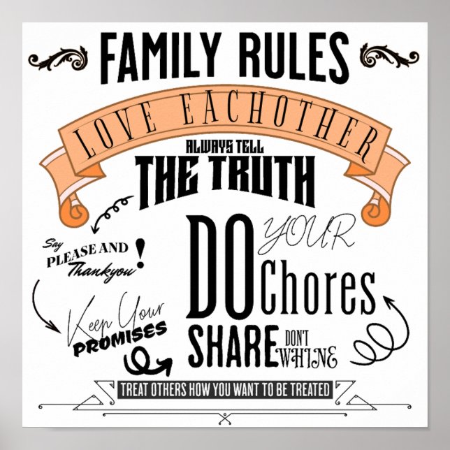 FAMILY RULES Print, Value Poster Paper (Matte) (Front)
