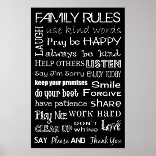 Family Rules Subway Art Poster