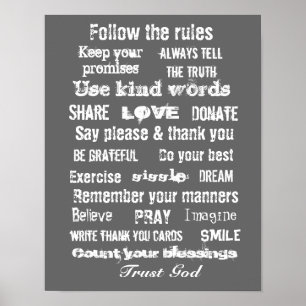 Family rules wall hanging poster