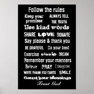 Family rules wall hanging poster