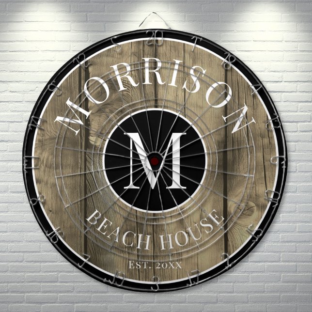 Family Rustic Wood Dartboard (Family Name Rustic Wood Dart Board)