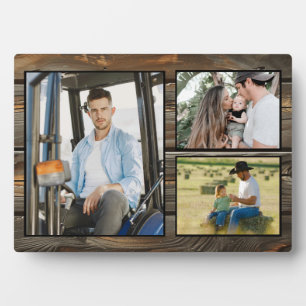 Family Rustic Wood Photo Collage  Plaque