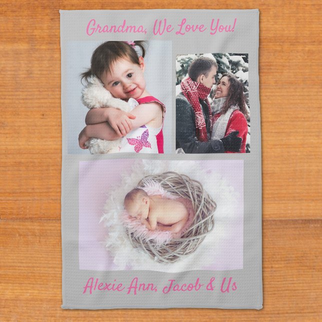 Family says, "I Love You" Grandma Personalise Tea Towel (Creator Uploaded)