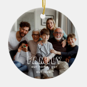 Family Script Collage Chic  Ceramic Ornament