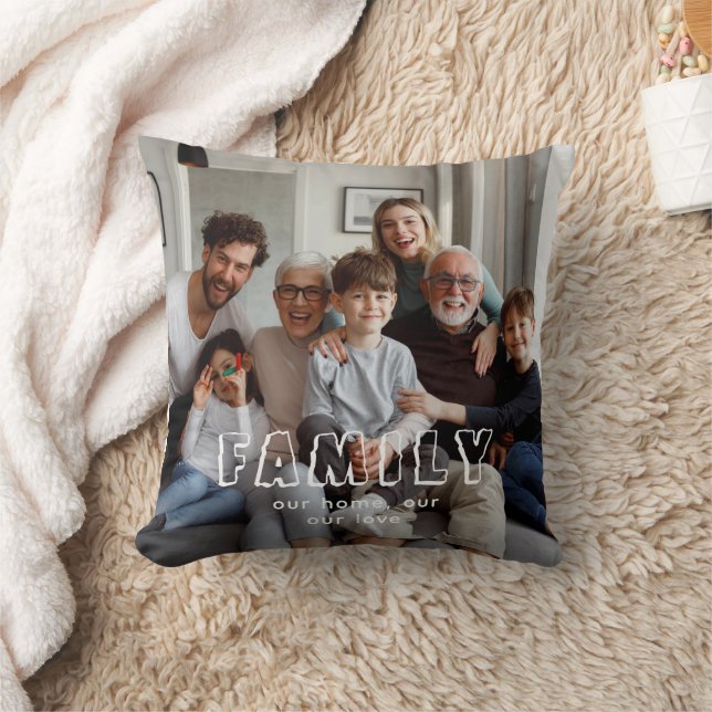 Family Script Collage Chic  Cushion (Blanket)