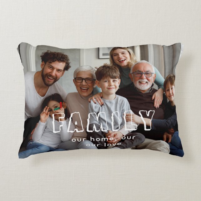 Family Script Collage Chic  Decorative Cushion (Front)