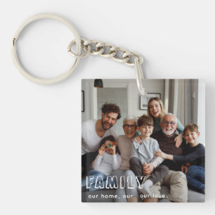 Family Script Collage Chic Key Ring