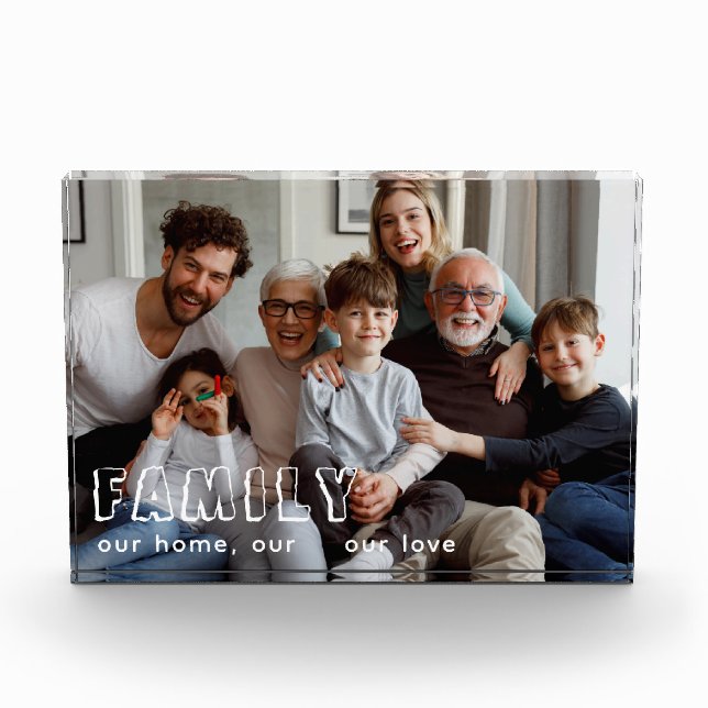 Family Script Collage Chic Photo Block (Front)