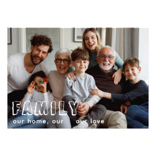 Family Script Collage Chic Photo Block Print