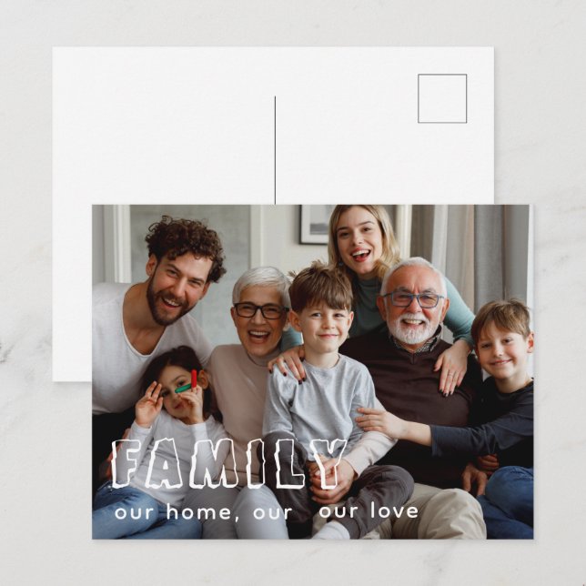Family Script Collage Chic  Postcard (Front/Back)