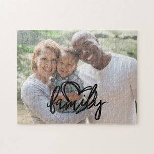 Family Script Custom Family Photo Jigsaw Puzzle