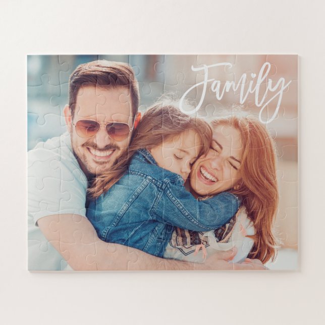 Family Script Custom Photo Keepsake Jigsaw Puzzle (Horizontal)