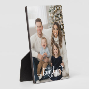 Family Script Photo Heart Name Custom Display Plaque