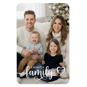 Family Script Photo Heart Name Custom Magnet