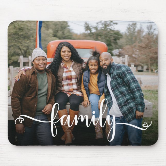 Family Script Photo  Mouse Pad (Front)