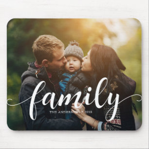 "Family" Script Typography Overlay Custom Photo Mouse Pad