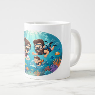 Family Scuba Diving Adventure Large Coffee Mug