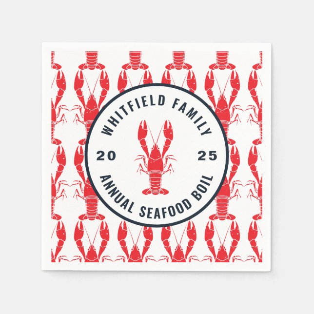 Family Seafood Boil Lobster Custom Paper Napkin (Front)
