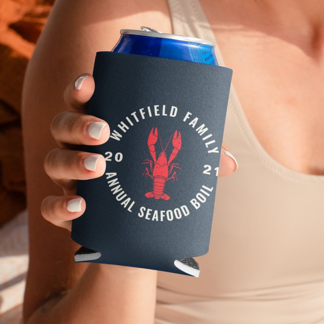 Family Seafood Boil Party 4th of July Custom Can Cooler (4th of July Family Seafood Boil Party Custom Can Cooler)