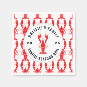 Family Seafood Boil Personalised Lobster Paper Napkin