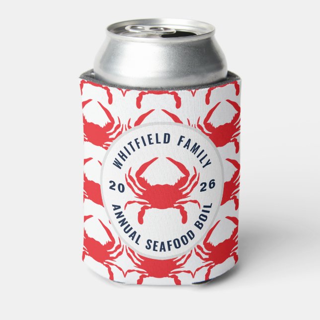 Family Seafood Boil Personalized Crab Cookout Can Cooler (Can Back)