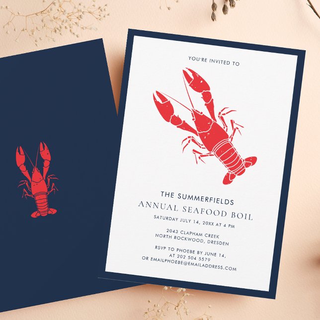 Family Seafood Boil Summer Crawfish Party Invitation (Family Seafood Boil Summer Crawfish Party Invitation)
