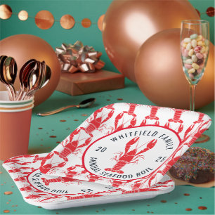 Family Seafood Lobster Boil Summer Party Paper Plate