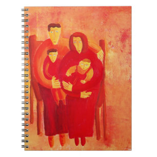Family Seated Contemporary Art Portrait Painting Notebook