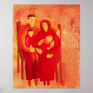 Family Seated Modern Portrait Painting Art Print