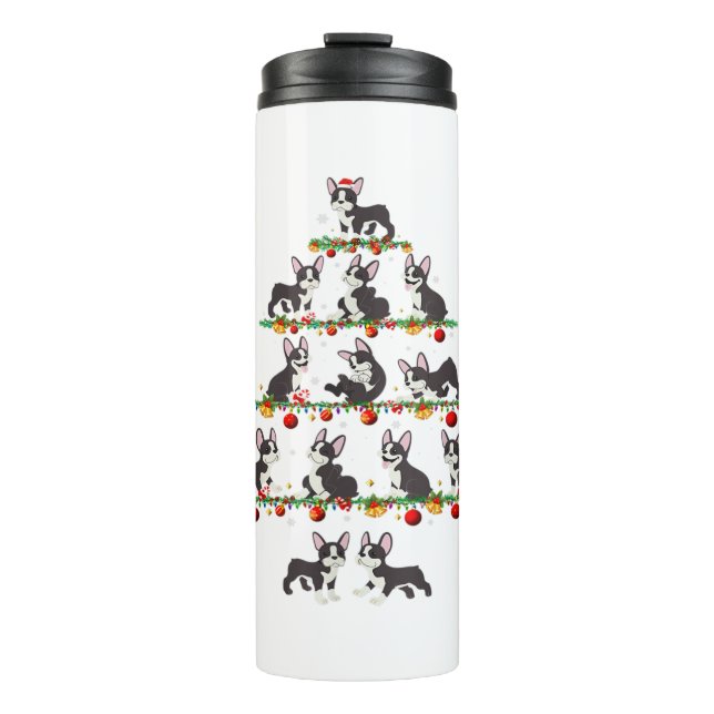 Family Sets Christmas Matching Boston Terrier Xmas Thermal Tumbler (Front)
