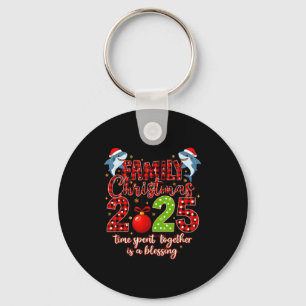 Family Shark Christmas 2025 Santa Merry Time Spent Key Ring