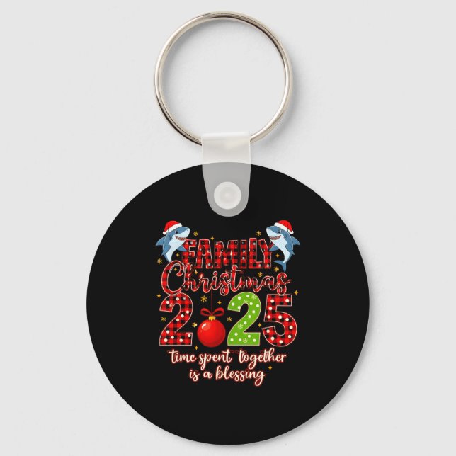 Family Shark Christmas 2025 Santa Merry Time Spent Key Ring (Front)